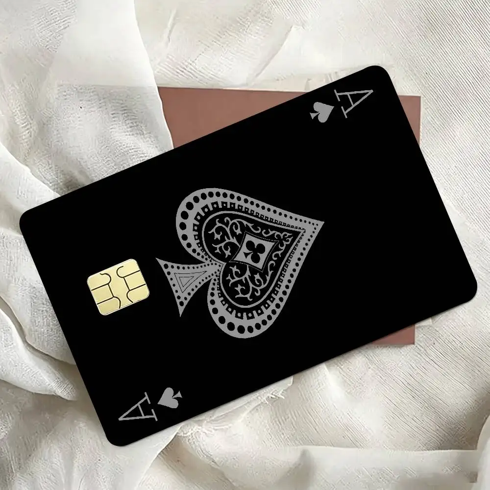 Ace of Spade black  Credit Card Public Transportation Cards Protective Sticker Waterproof Card Face Decoration