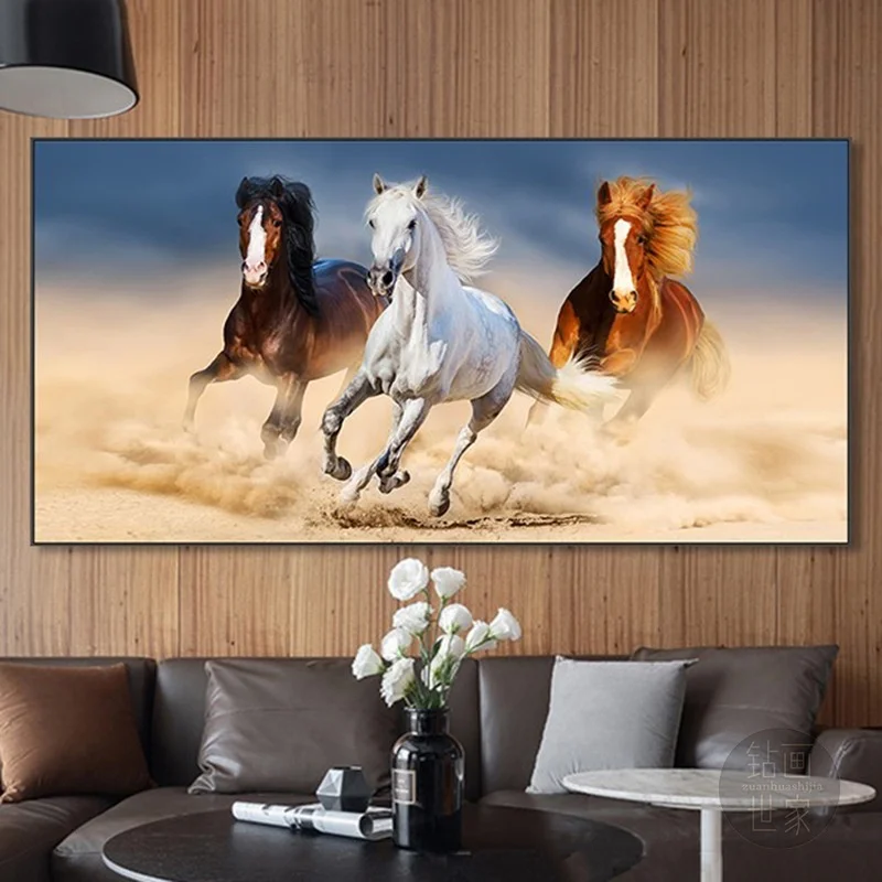 

DIY 5d full Diamond Embroidery,Round Diamond Win instant success horse Living room decoration rhinestone Diamond painting