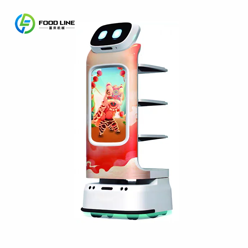 Customized Commercial AI Navigation Food Delivery Robot Heat Preservation Modular Trays