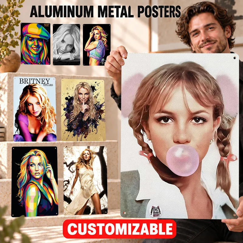 Britney Spears Aluminum Posters Bold Decorative Graphic Creative Studio Wall Art Personalized Metal Sign Gift For Music Lovers