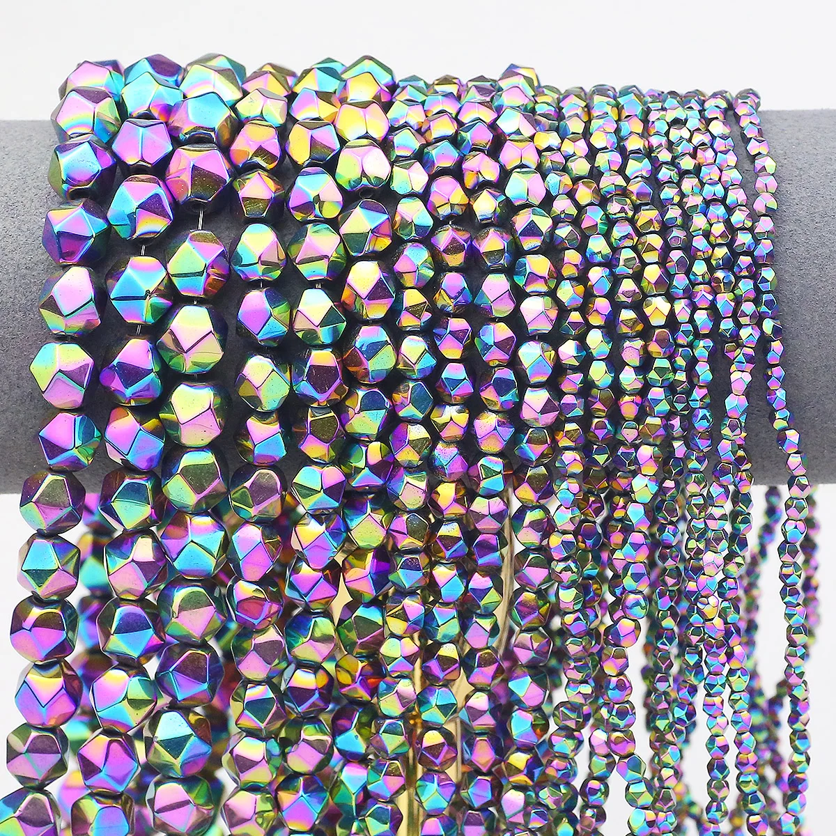 Triangle Cut Angle Colorful Hematite Spacer Loose Beads 3/4/6/8/10mm For Jewelry DIY Pendant Earrings Bracelet Accessories