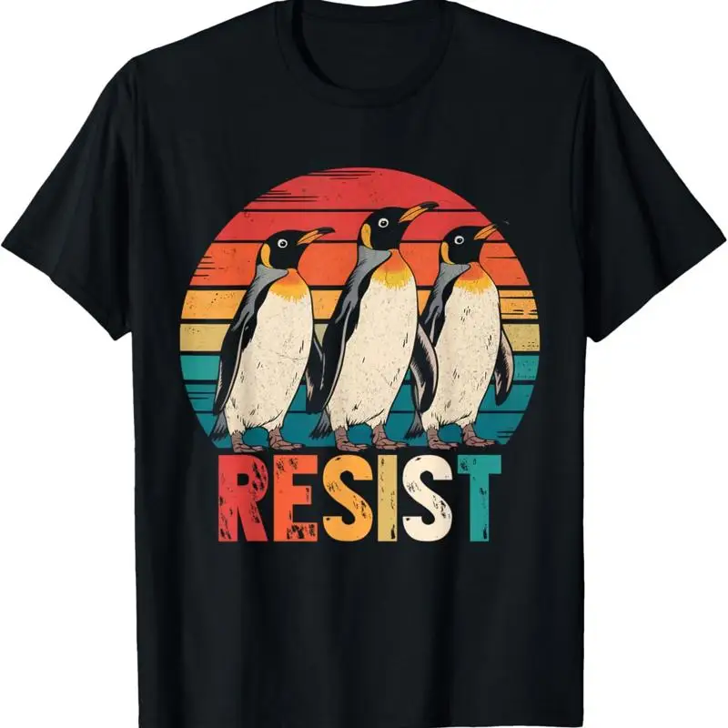 Resist Penguins Protest Against Tariffs Penguin Retro T Shirt