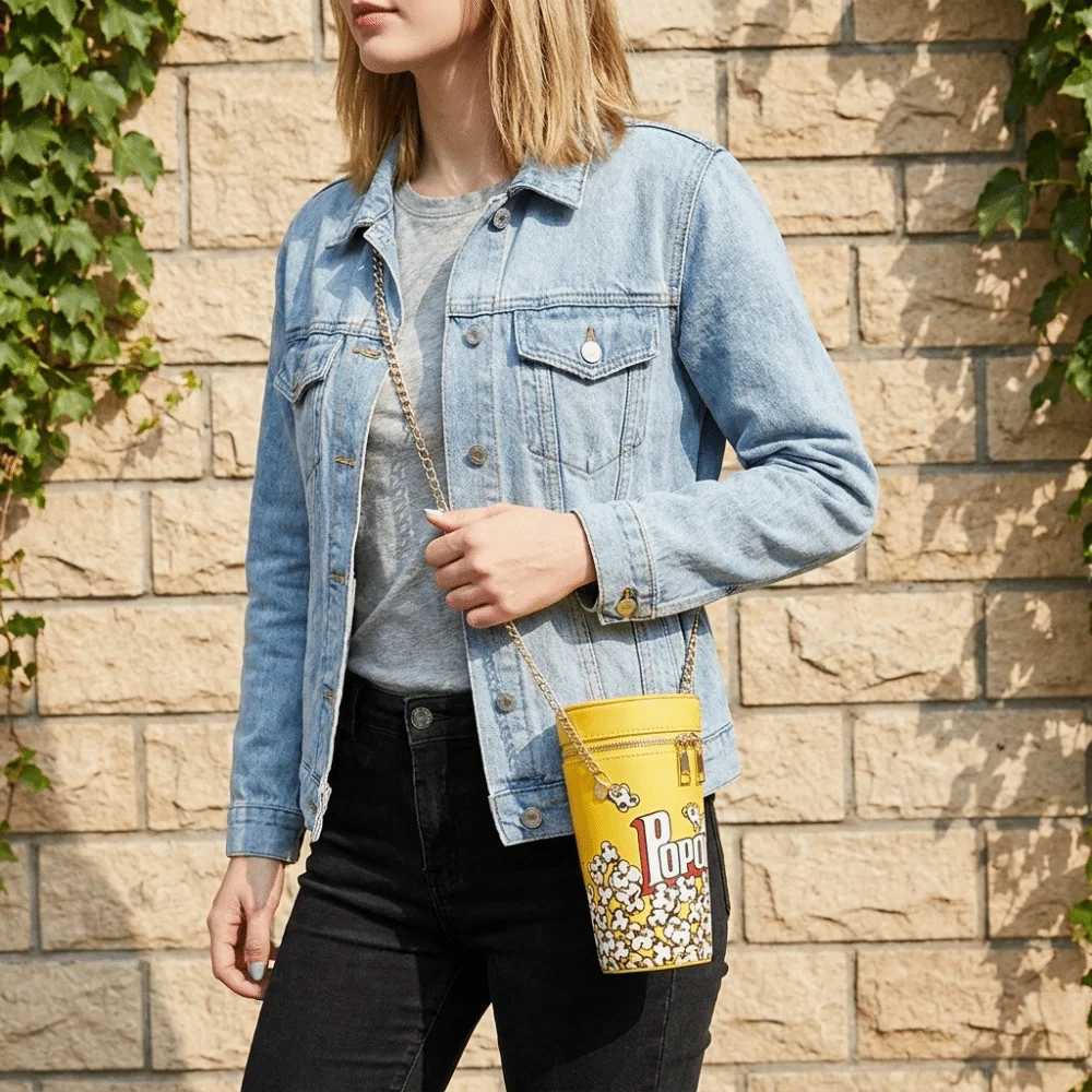 Elegant Chain Popcorn Shoulder Bag Korean Style PU Leather Messenger Bags Coin Purse Cylinder Purse Crossbody Bag Girls