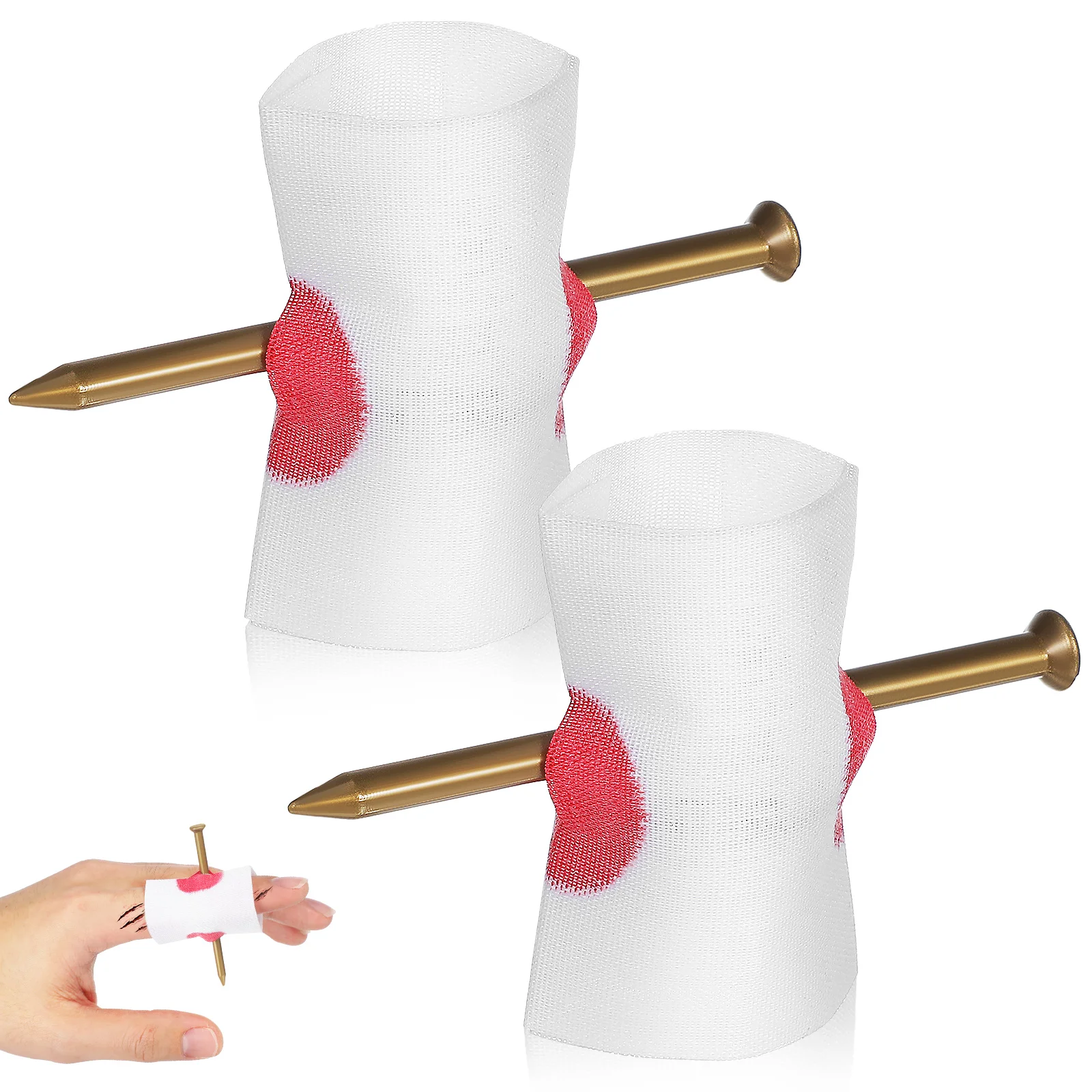 2 Pcs Finger Nail Through Trick Prop Fake Nails Pillar Manicure Spoof Props Halloween Plastic Scary Toys