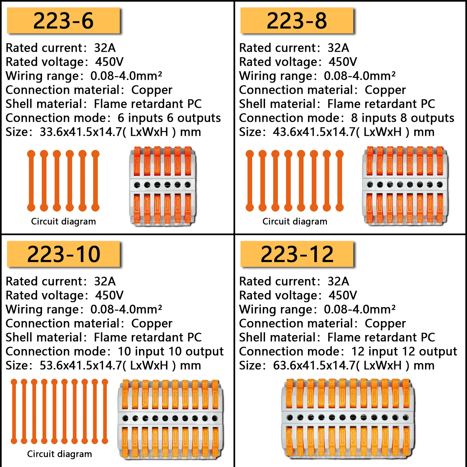 Conectores de Cable 424, conectores de Cable de acoplamiento, Cableado Universal rápido, conductores compactos, bloque de terminales Push-in, LED de