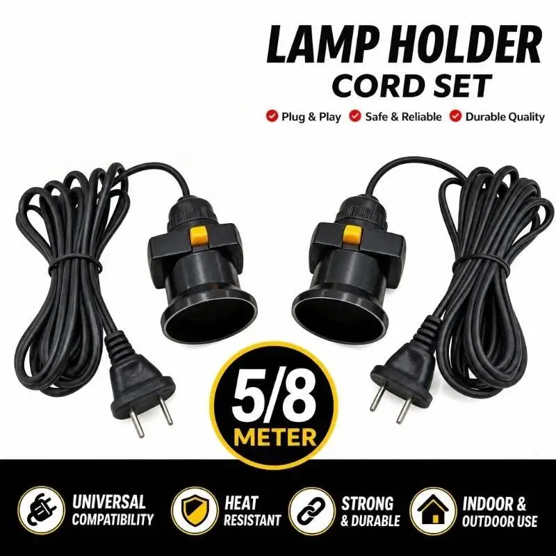 1Pcs E27 Lamp Port General Socket Cable Bulb Extension With Outlet 5/8 Meters Lamp Socket Extension For Indoor Outdoor Lighting