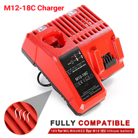 Replace 3A 12V 14V 18V Rapid Fast Li-Ion Charger Fit For Milwaukee M12-18C Dual Port Multi-Voltage Lithium-Ion Battery M12 M18