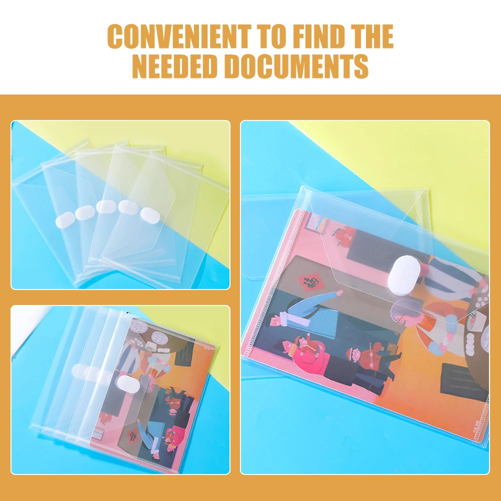10Pcs Transparent Plastic Envelope Folders Multipurpose Document Storage Clear File Bags Receipt Holder Office School Filing