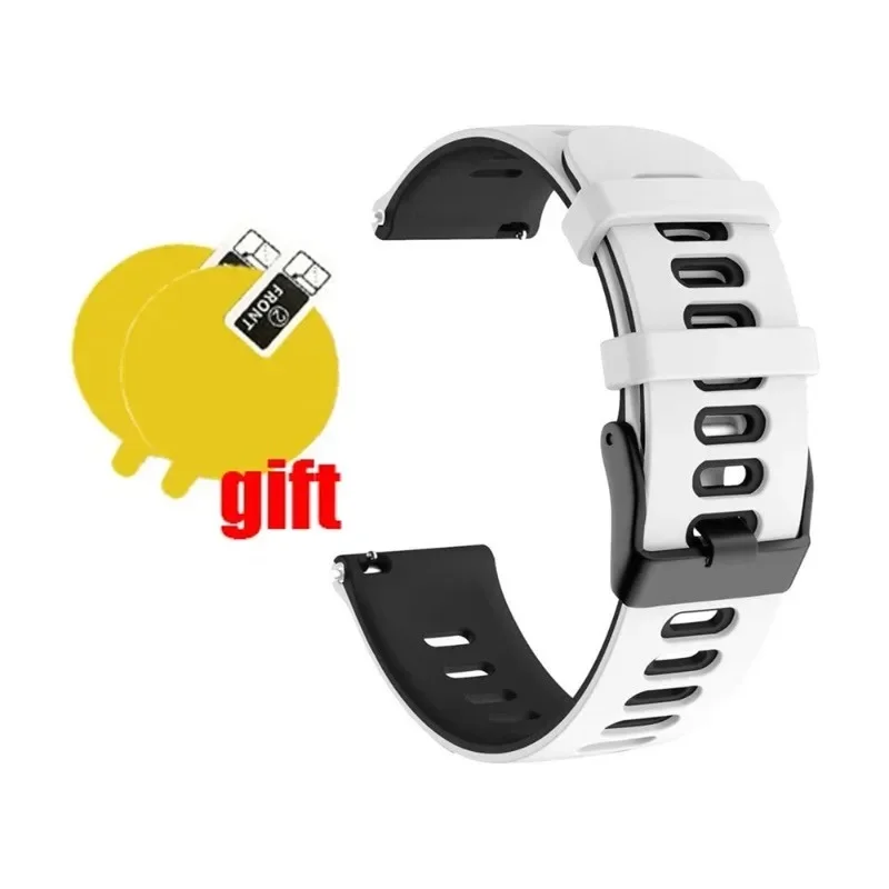 Amazfit Active 2용 화면 보호 필름이 포함된 프리미엄 Quickfit 실리콘 밴드 - 다채로운 스트랩 팔찌 손목밴드