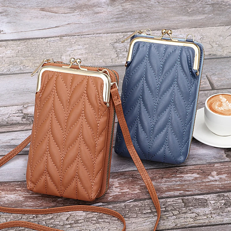 Casual Mobile Shoulder Bags Women Solid Color Pu Leather Crossbody Bag Purse Lady Shopping Small Messenger Handbag Clutch