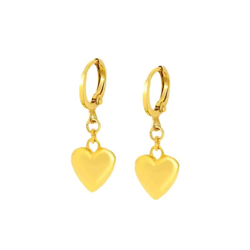 

Women's AU750 18K Gold Big Heart Earrings - Bold Personality, Elastic Clasp, Elegant Jewelry Gift for Her