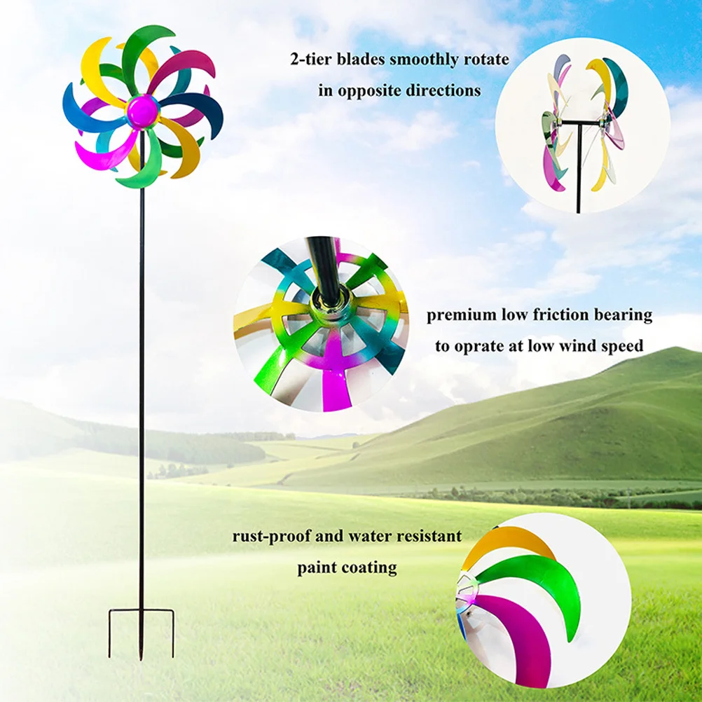 

1pc Rainbow Pinwheel Pinwheel For Kids Windmill Decor For Garden Lawn Outdoor Party Kids Wind Spinner Adornment