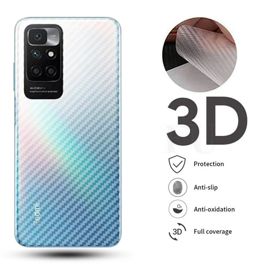 5Pcs/lot 3D Clear Carbon Fiber Screen Protector For Xiaomi Mi 12 11 Poco F3 M3 X3 NFC Pro Back Guard Film Redmi Note 9s 7 8 Pro