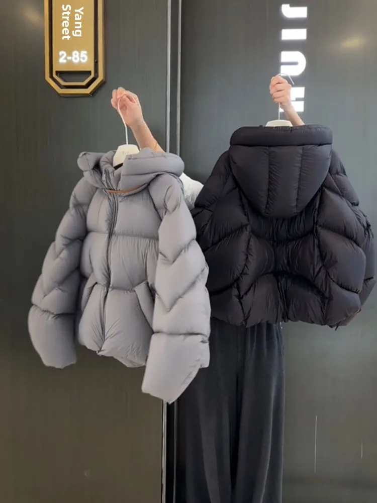 Único ort puffer jaet inverno 2025 novo coreano sle casaco de pão com capuz thi outerwear commute sle fibra de poliéster