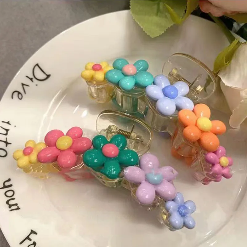 Colorful Flower Hair Claws New Large Hair Clips for Women Sweet Hairpin Claw Girls Elegant Headdress Fashion Hair Accessories