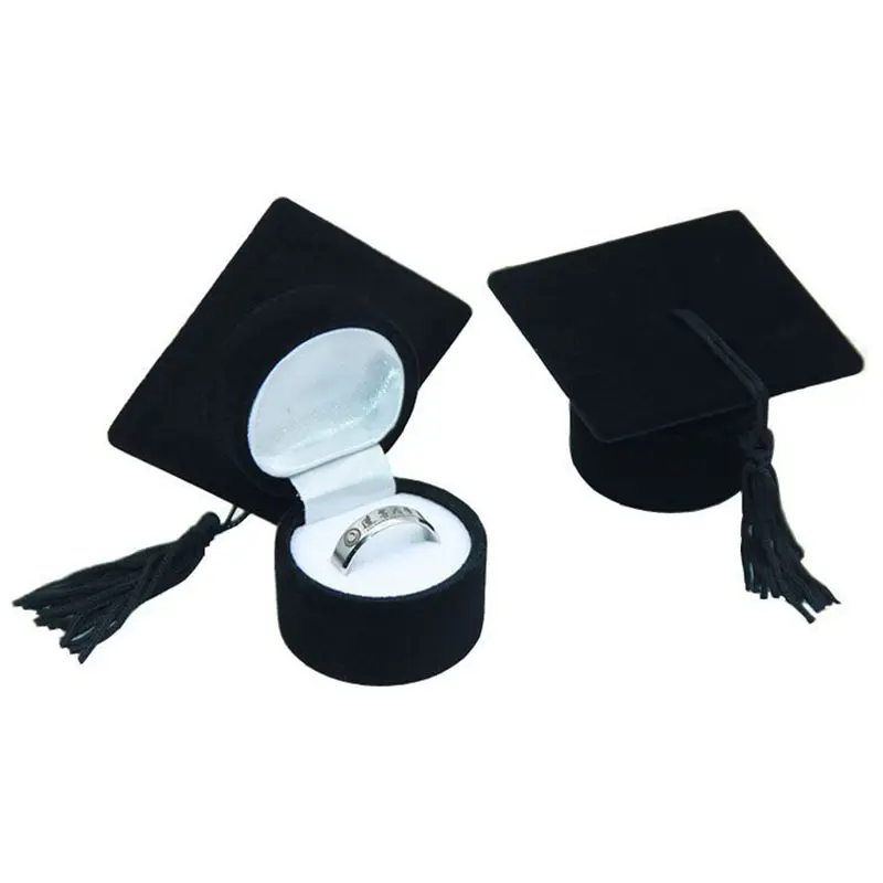 Graduatie Bachelor Cap Sieraden Doos Dokter Hoed Ring Opbergdoos Bruiloft Verloving Cadeau Sieraden Vitrine