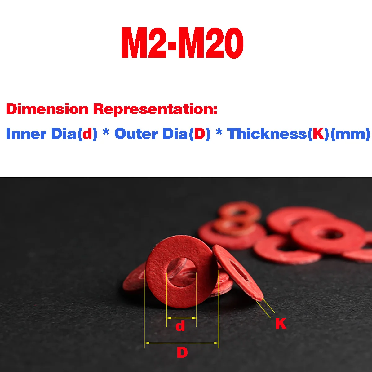 Red Steel Paper Insulation Flat Washer M2-M20
