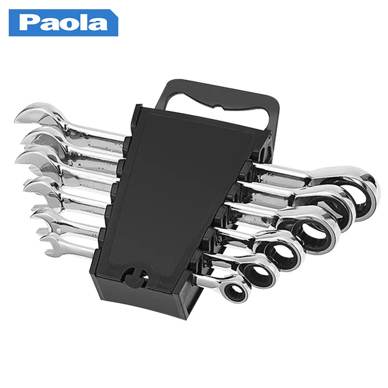 6-piece ratchet dual-use wrench, open-end wrench, plum blossom wrench, 8-17mm