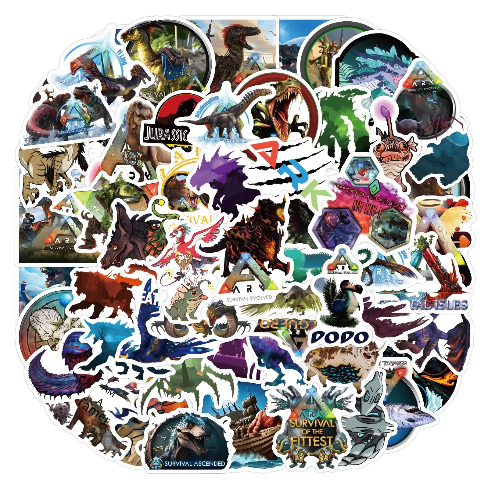 60 autocollants du jeu Ark Survival Evolved pour scrapbooking, papeterie, carnet, téléphone, gobelet à eau, autocollants imperméables