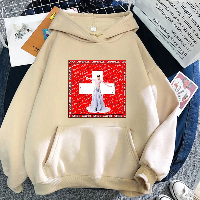 

Nemo Eurovision Trophy Fans Print Hoodie Kawaii Clothing Aesthetic Loose Sweatshirt Ulzzang Long Sleeve Pullovers Sudadera Mujer