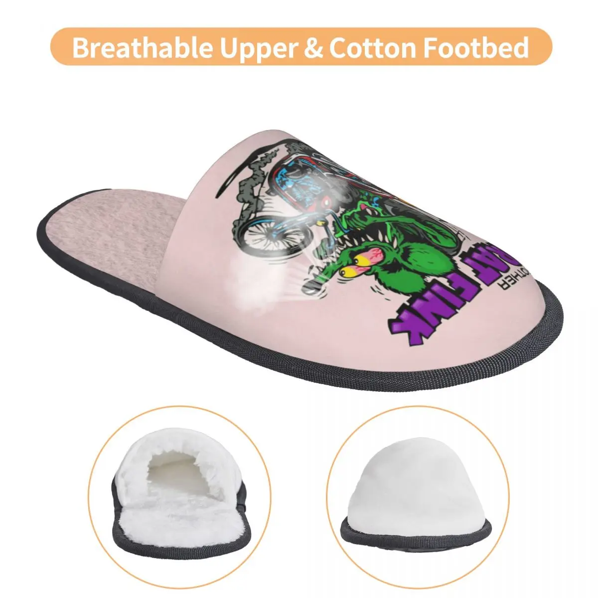 شباشب ريت فينك المريحة مع شباشب من الإسفنج الذكي للنساء أحذية منزلية لغرفة النوم برسوم كرتونية