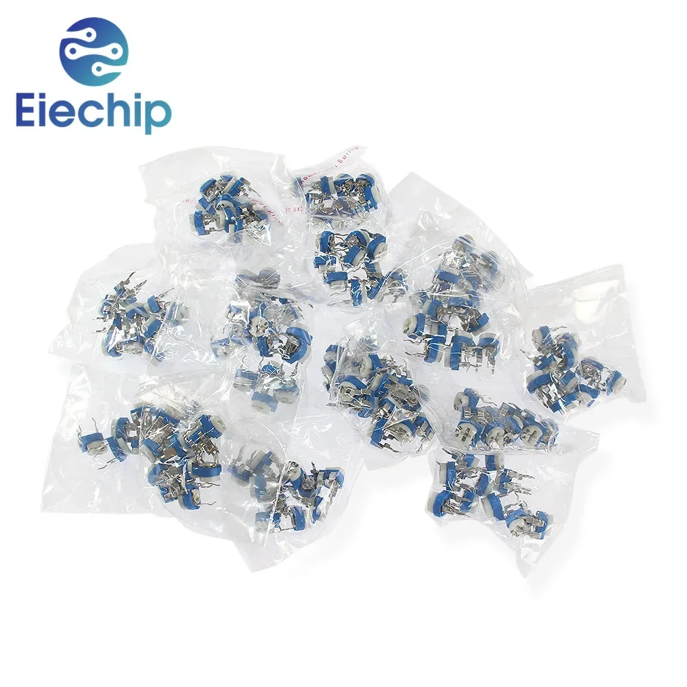 160pcs RM065 Vertical Blue White Adjustable Resistor Kit 100 Ohm -2M Ohm 16 Kinds * 10 PCS=160PCS Potentiometers