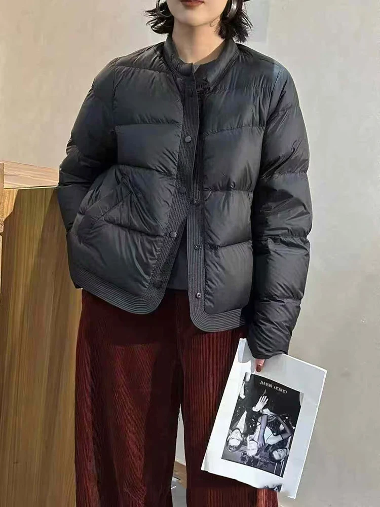 

Winter Short Double Sided Use Puff Down Jacket Women White Duck Down O Neck Parker Outwears Female Single Breasted Warm Jackets