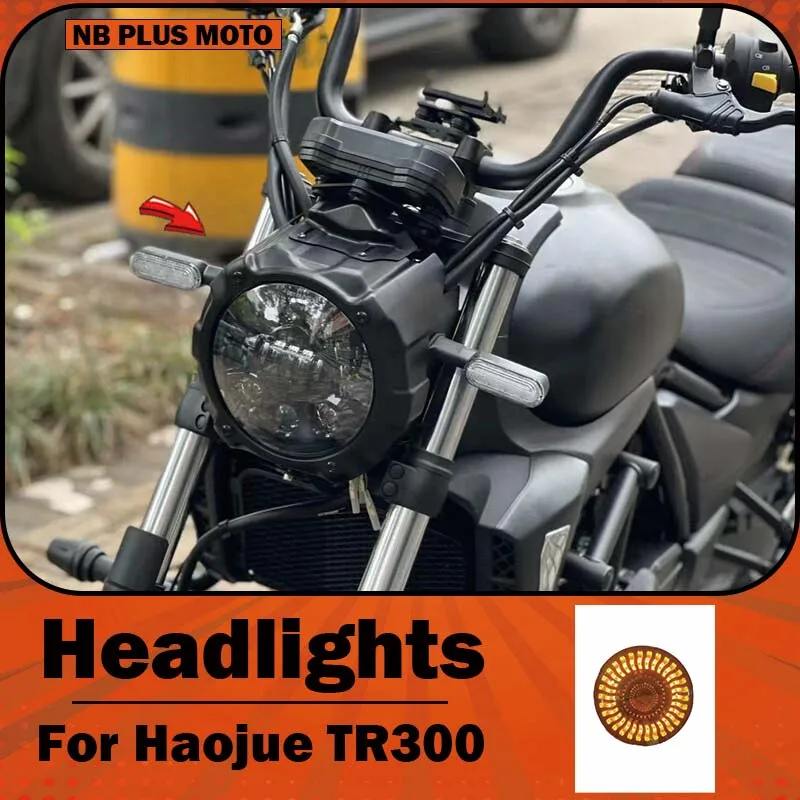 【Premium】For Haojue TR300 headlight modification retro round headlight assembly motorcycle LED angel eye parts non-destructive