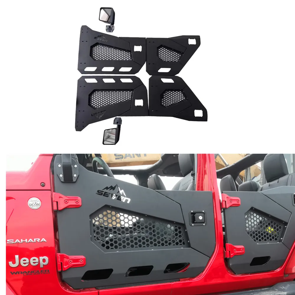 

Черные стальные полутрубчатые двери с боковым зеркалом 4 шт. для Jeep Wrangler JK 2007-2017 J365