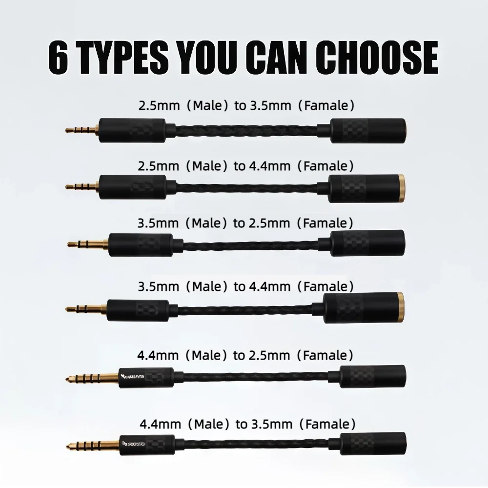 Balanced  Audio Adapter 2.5/3.5/4.4mm Male to Female Headphone Conversion Cable Line Adapter Fits Most Audio Devices