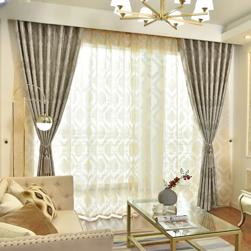 European Jacquard Shading Curtains for Living Dining Room Bedroom Fabric Special Curtain for Hotel and Office Customize