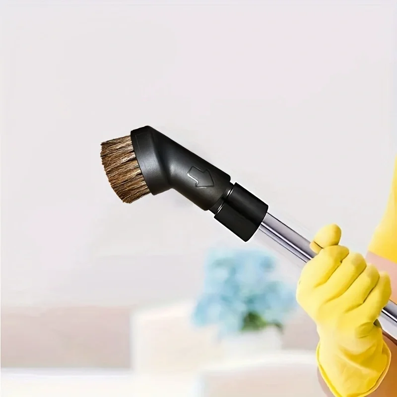 Вакуумная щетка из конского волоса - круглая, универсальный разъем. Замена 1,25 дюйма с адаптером для шланга 1,25-1,37 дюйма для стандартных шлангов