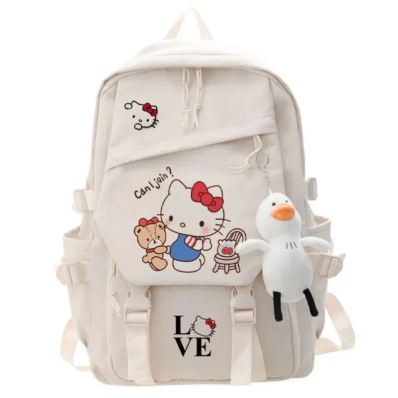 Hello Kitty-Sac à Main Grande Capacité pour Fille et Garçon, Cartable d'Étudiant, Kawaii Sanurgente, Dessin Animé Mignon, Pendentif SR, Cadeau Mini SR