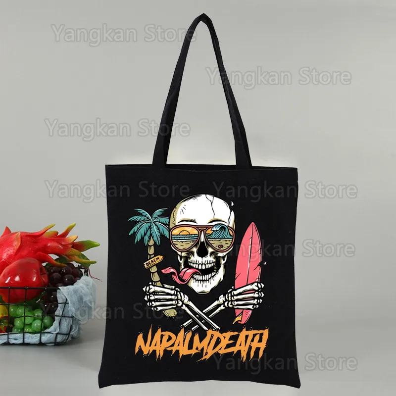 Napalm Death-Bolso de lona elegante para mujer, bandolera informal, color negro