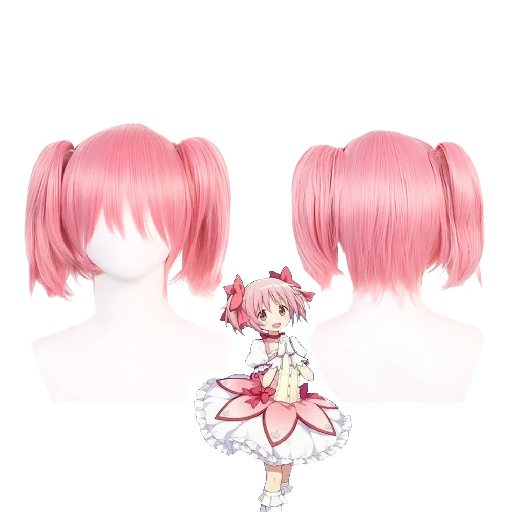 

10-Inch Magical Girl Xiaoyuan Cosplay Synthetic Hair Pink Double Ponytail Detachable Halloween Party High-Temperature Silk Wig