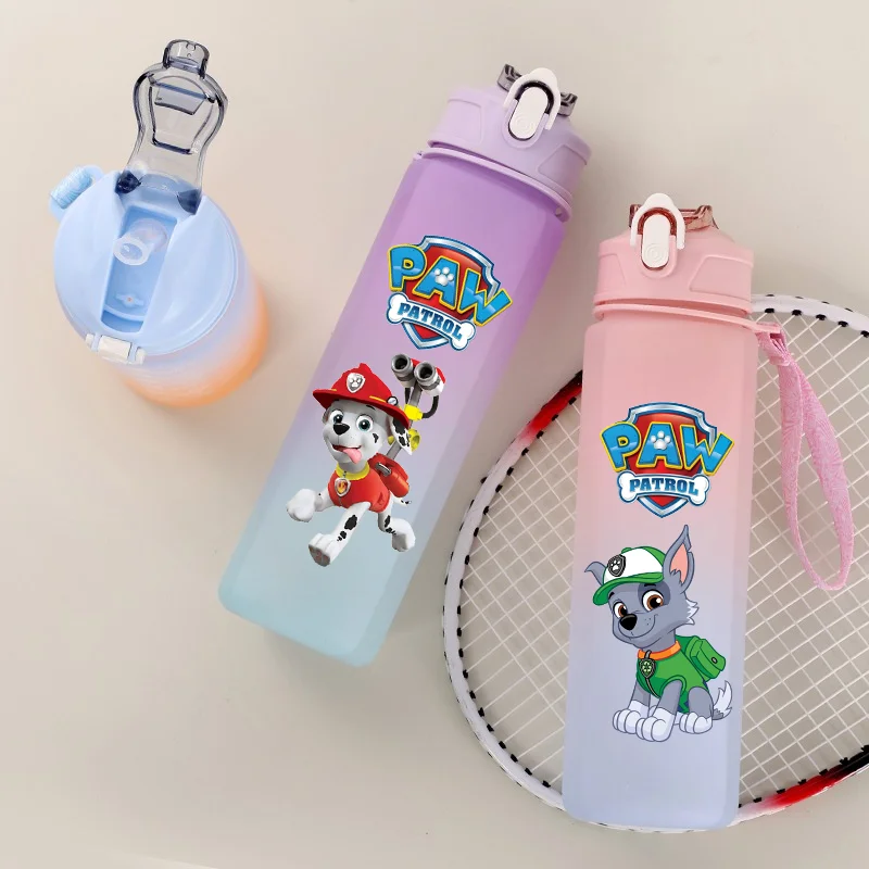 750ml PAW Patrol Cartoon Gradient Color Plastic Cup  Outdoor Sports Aldult Portable Large Capacity Childrens Drinking Cup Gifts