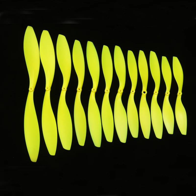 10PCS Slow-speed Motor Propeller Dia 3mm Yellow Blades 9070 8030 9047 8060 9048 Prop Paddle for RC Fixed Wing Airplane Model