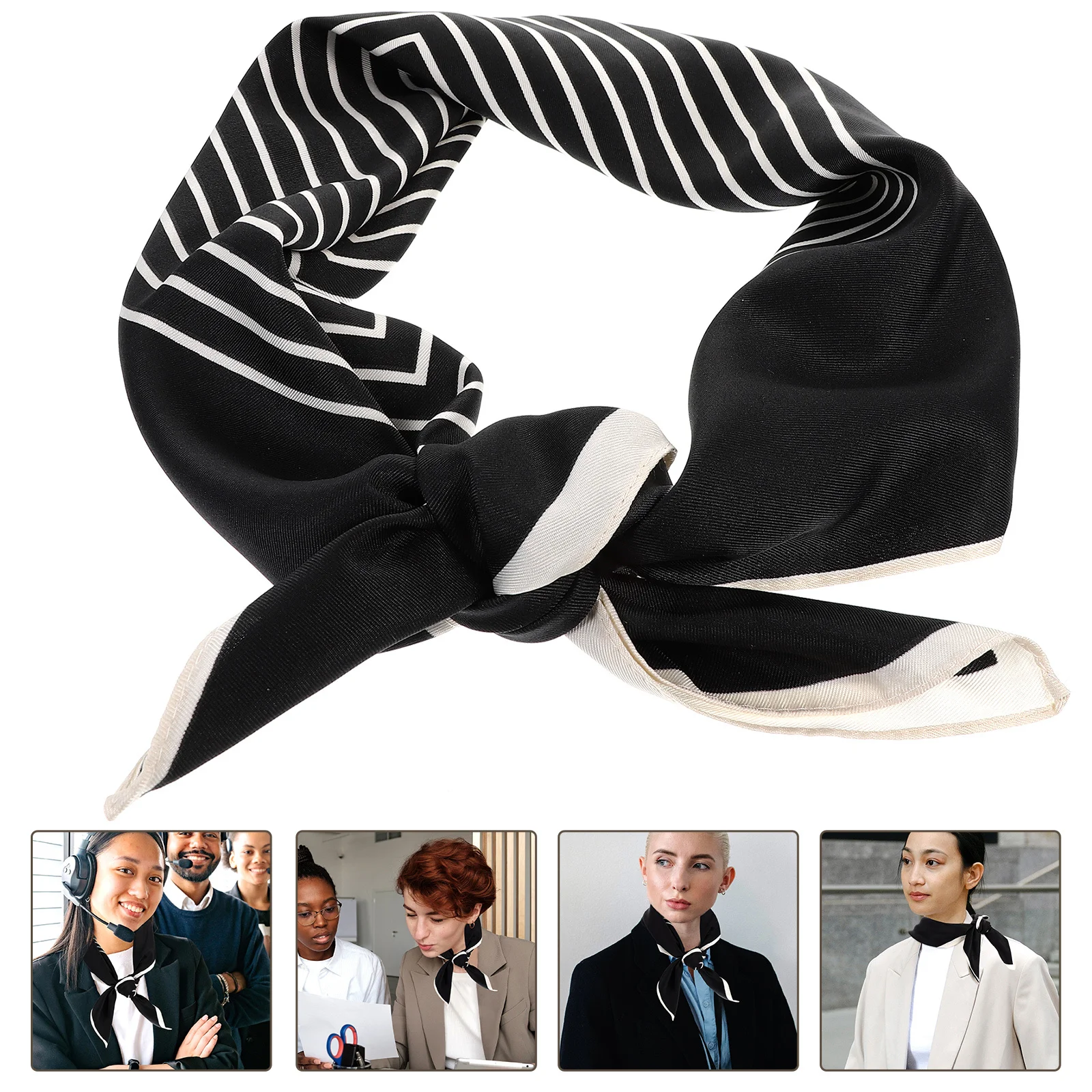 

Chiffon Scarf Black Lightweight Soft Women'S Shawl For Travel Work Daily Wear Quick-Dry Dots Scarf