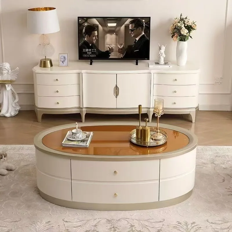 American light luxury solid wood European small apartment villa living room household Italian high-end atmospheric TV cabinet co