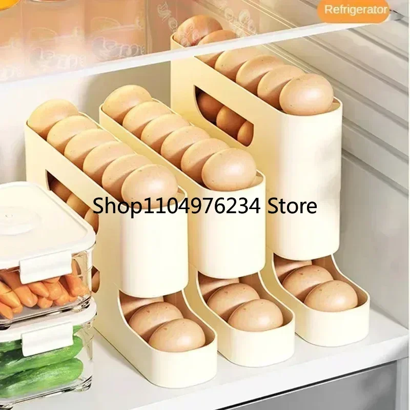 صندوق تخزين البيض المنزلق، 2-4 طبقات، نمط الدرج، التخزين، الثلاجة، الباب الجانبي، سعة كبيرة، آلة لف البيض الأوتوماتيكية