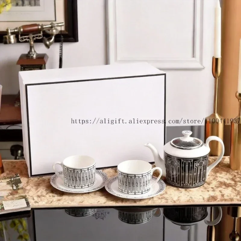 Cross-Border European Bone China Coffee Cup Set Afternoon Teapot Set Decorative Items Home Light Luxury Gift