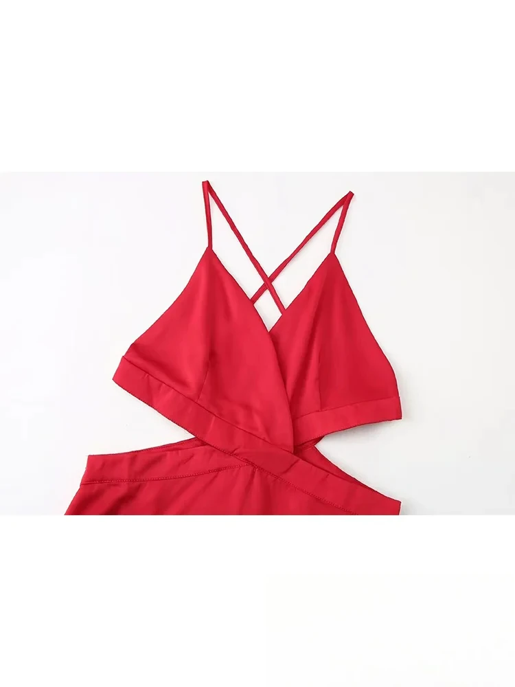 เดรสสายเดี่ยวผ้าซาตินแบบเซ็กซี่เก๋ไก๋สำหรับผู้หญิง ดีไซน์เว้าข้างเปิดหลัง ยาว แฟชั่นใหม่ 2025 เหมาะสำหรับวันหยุดฤดูร้อน งานปาร์ตี้ หรือเดท