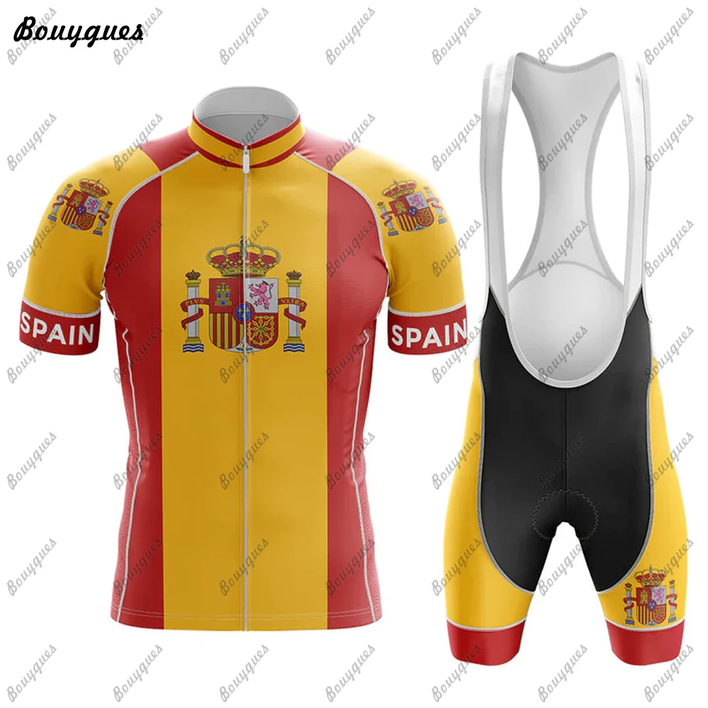 Spain Premium style Cycling Jersey Set Summer MTB Race Bicycle Clothing Short Sleeve Ropa Ciclismo Outdoor Riding Bike Uniform