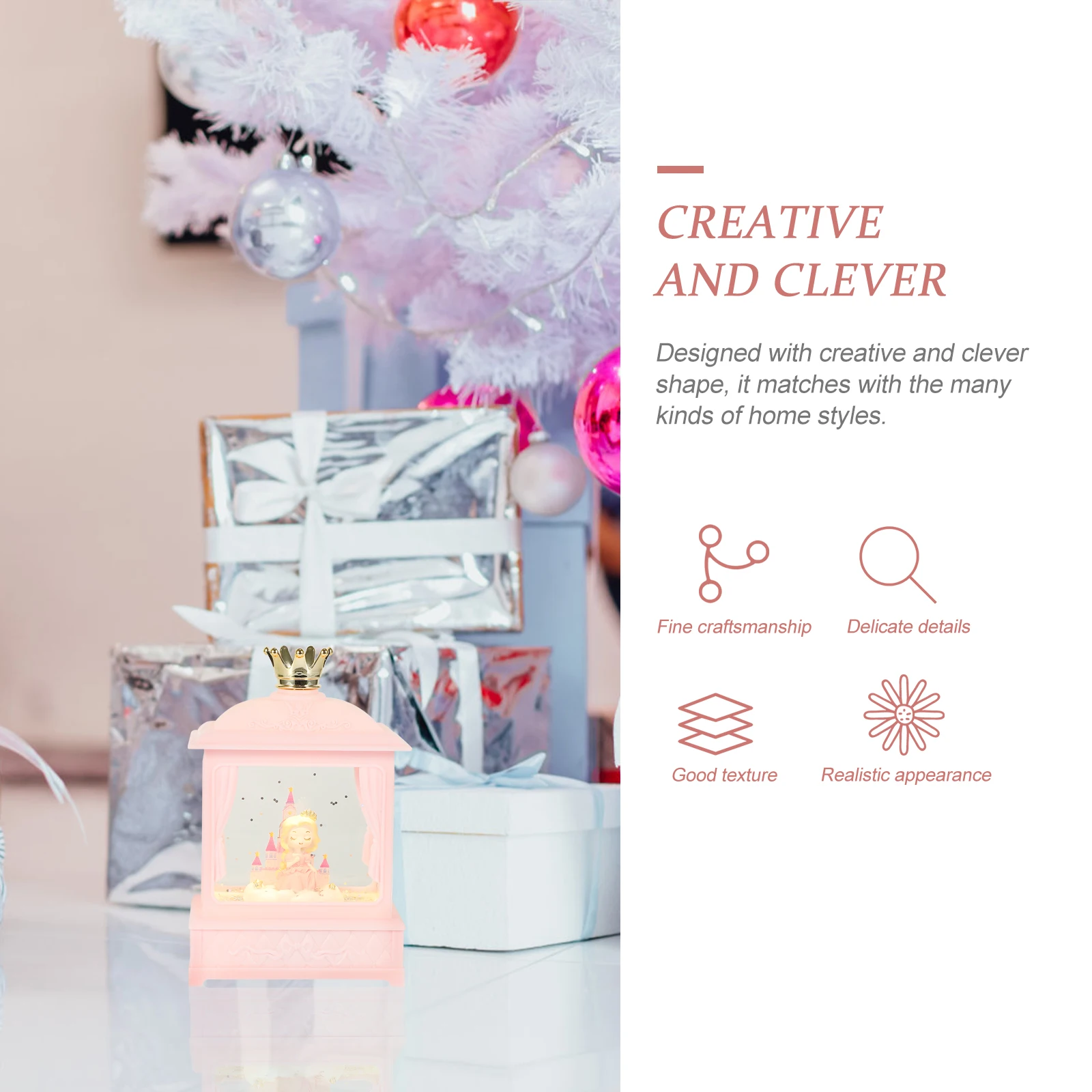 

Christmas Music Box Night Light Creative Girl Gift Princess Castle ABS Decoration Play for Collector