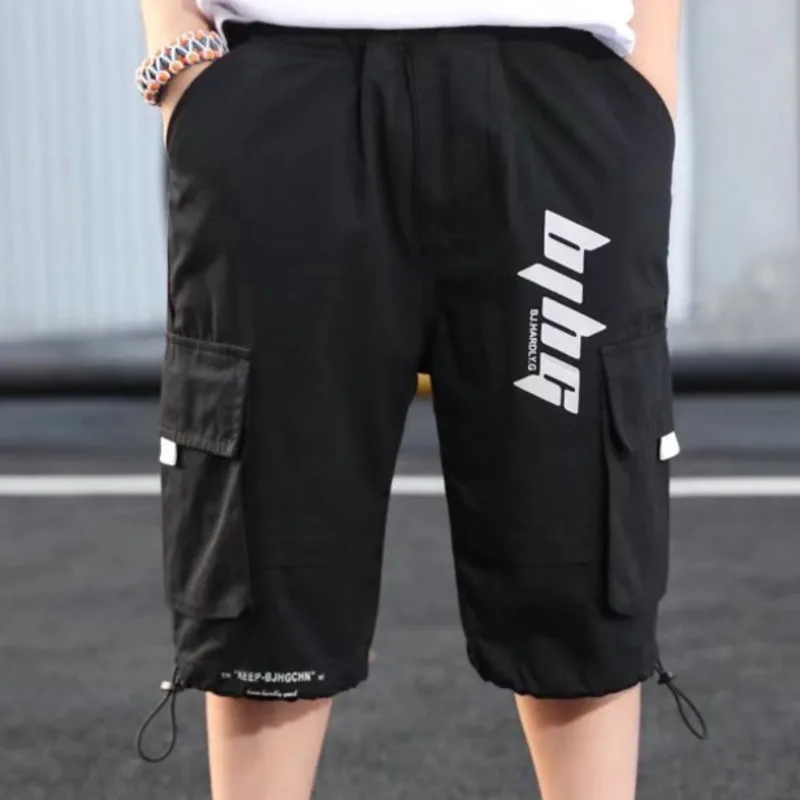 Summer New Boy Fashion Overalls Mid-waist Pants Shorts Tide Brand Children's Casual Simple And Versatile Five-point Pants