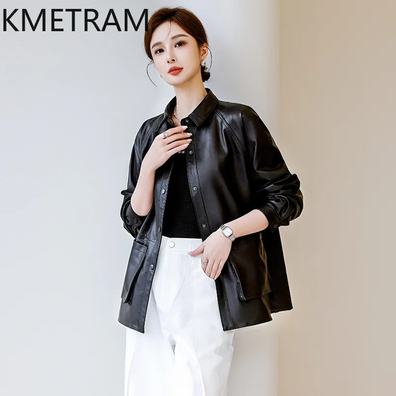 100% First Layer Sheepskin Jacket Woman High Quality Loose Genuine Leather Jackets Women Autumn Ladies Clothes 2025 дубленка