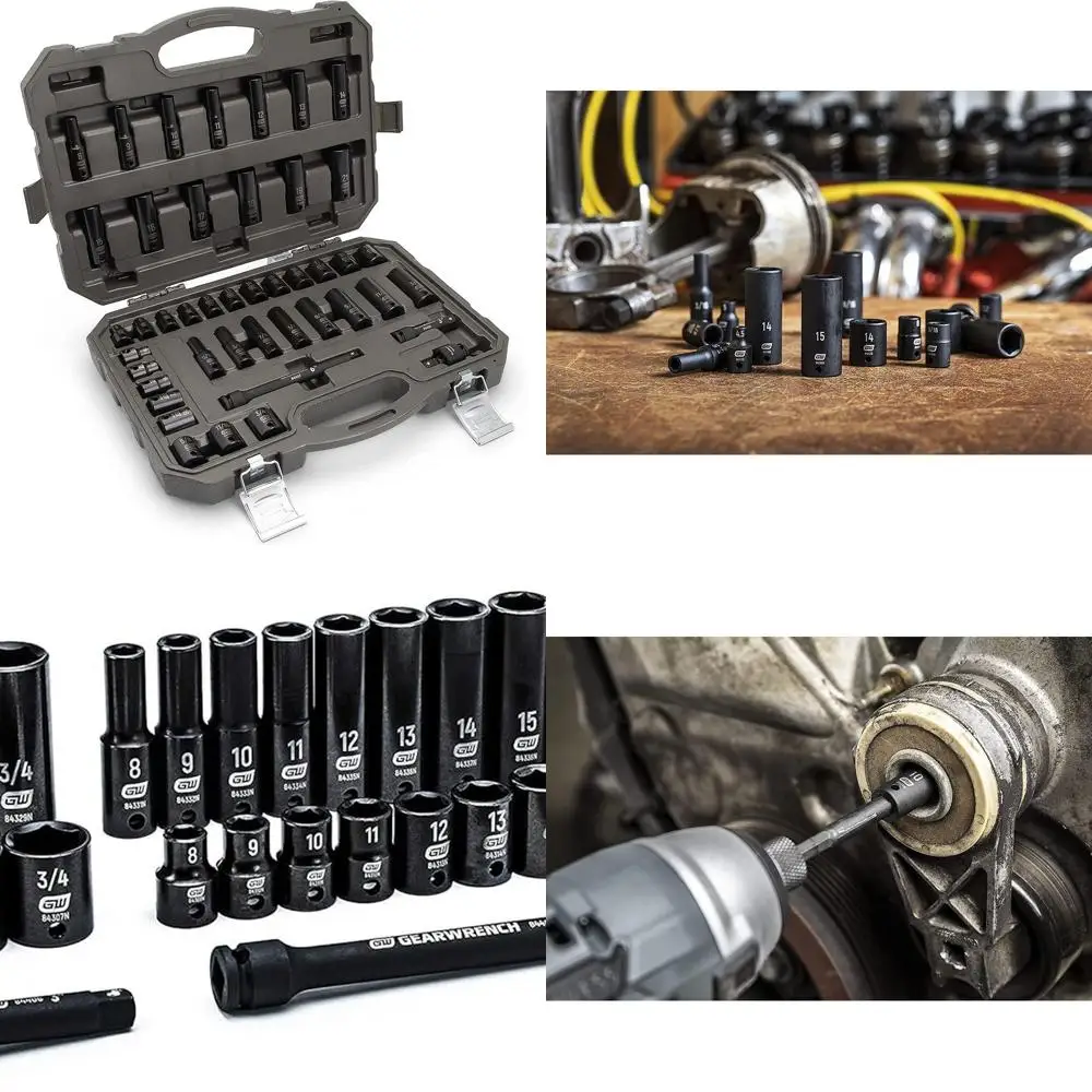 

44 шт. Набор 6-точечных стандартных и глубоких ударных разъемов для привода 3/8 дюйма — 84916N