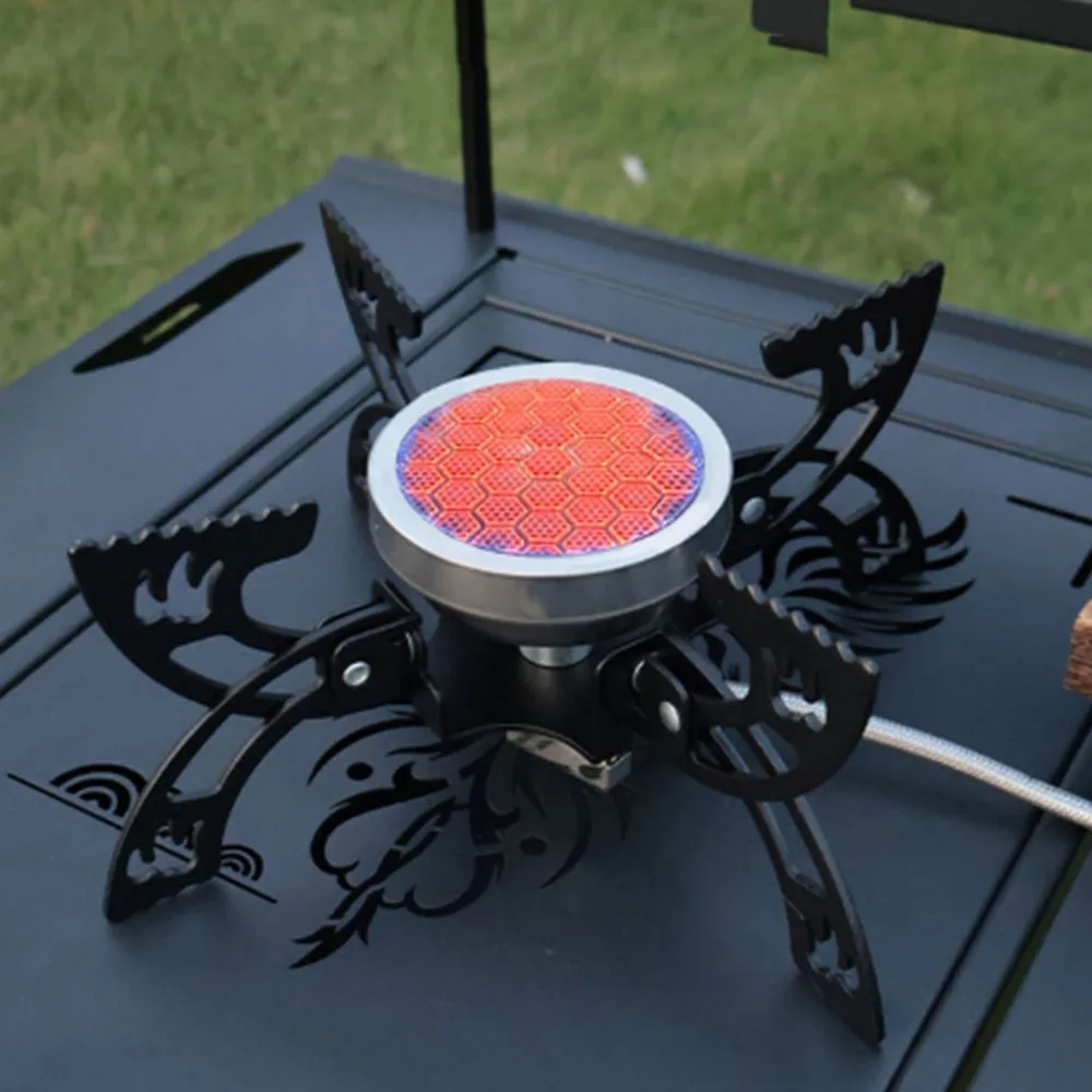 A06F-Outdoor Cooking Stove 4200W Foldable Camping Cooker Burner Wind Resistant Flame Stability Portable Compact Stove