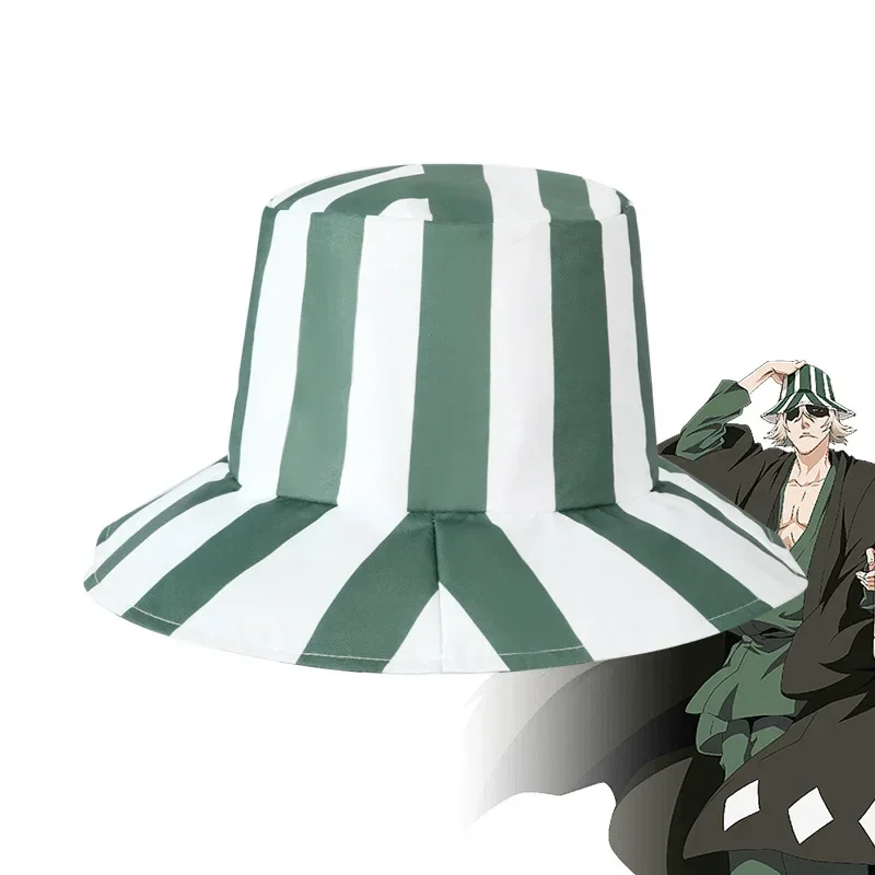 Anime BLEACH Urahara Kisuke Cosplay Costume Halloween Coat Green Lining Pants Carnival Party Outfits Suit Prop Stripe Hat Cl MN9