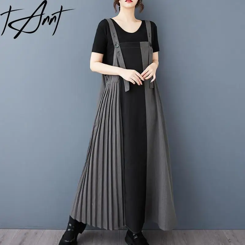 

Tannt Women Dress Irregular Patchwork Sleeveless Long Dresses Asymmetry Color Matching Casual Summer Dresses Women 2025 New